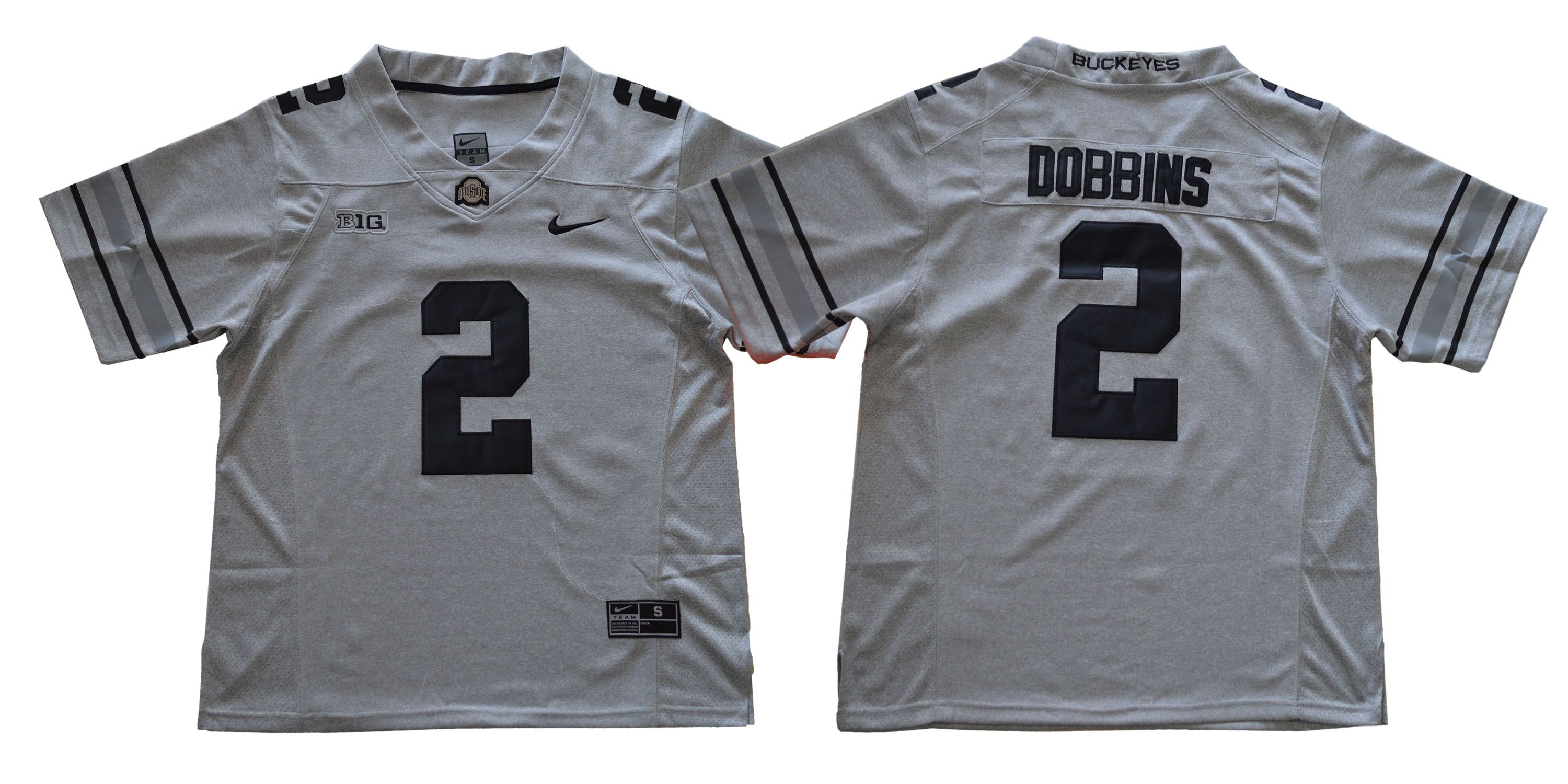 Men Ohio State Buckeyes #2 Dobbins Grey NCAA Jerseys->ncaa teams->NCAA Jersey